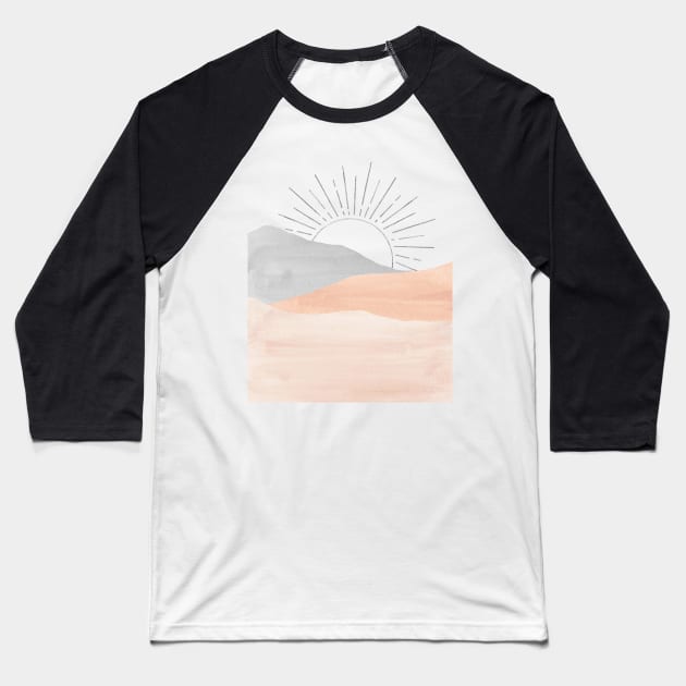 Abstract pink sunrise Baseball T-Shirt by WhalesWay